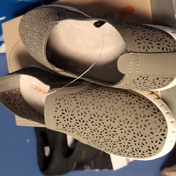 Jambu JSport Ladies' Floral Laser Cut Pattern Slip On Shoes charcoal - Picture 2 of 4